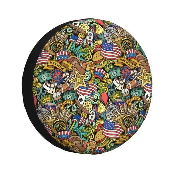 Rateoe USA 1 Pattern Tire Cover Wheel Protectors Weatherproof Wheel Covers Universal Fit for Trailer Rv SUV Truck Camper Travel Trailers Accessories-17 inch