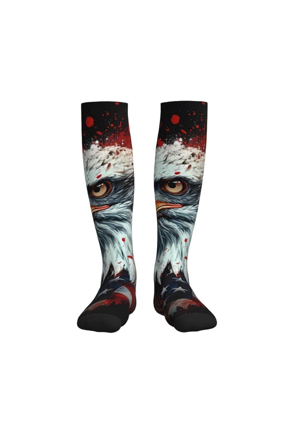 USA Bald Eagle Compression Socks for Women and Men 20-30mmHg-Circulation Support Socks Knee High Nurse Pregnant Running Medical and Travel Athletic