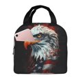 thumbnail image 1 of Rateoe USA Bald Eagle Pattern Insulated Lunch Bag with Thick Aluminum Foil Lunch Tote Bag with Front Pocket for Men and Women, Ideal for Work, School, Picnics, and Travel, 1 of 5