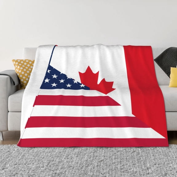 Rateoe USA Canada Flag Pattern Flannel Throw Blanket, Ultra-soft Blanket for Bed, Couch, Car, Hypoallergenic Anti-pilling blanket-80"x60"(Horizontal)
