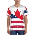 thumbnail image 1 of Rateoe USA Canada Flag Pattern Men’s Baseball Short Sleeve Polo Shirt, Midweight Men's Shirt Golf Shirt Polo Shirts Quick Dry Short-XX-Large, 1 of 7