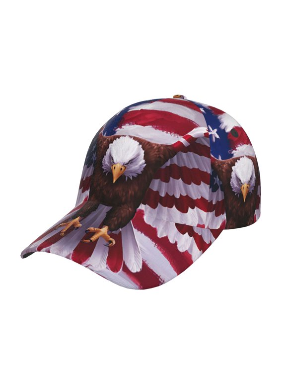 USA Eagle with Spread Wings Pattern Mens Baseball Cap Adjustable Curved Brim Hat, Soft Cotton Sports Cap for Outdoor, Casual, and Everyday Wear, Comfortable & Breathable