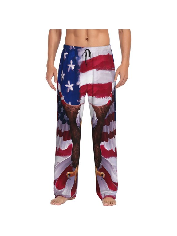 USA Eagle with Spread Wings Pattern Men’s Ultra-Soft Comfy Pajama Lounge Pants Sleepwear,Comfortable Lounge Wear,lightweight Pajamas, Casual Home Wear-Medium