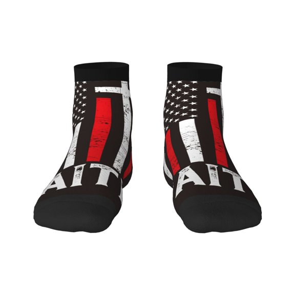 Rateoe USA Flag Cross Pattern Quarter Crew Socks,Toe Seamed Ankle Socks,Cotton Cushioned Breathable Athletic Crew Sports Socks