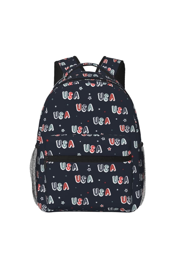 USA Pattern Casual Backpack for School, Work, Travel  Adjustable Straps, Multiple Compartments  Ergonomic Design, Fits Laptops and Tablets