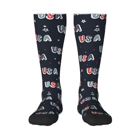 Rateoe USA Pattern Women’s Knee High Crew Socks,Trouser Socks Comfortable, Breathable, Moisture-Wicking and Soft