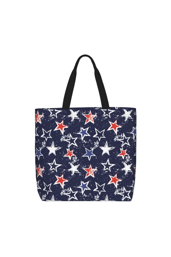 USA Stars Print Lightweight Tote Bag for Women, Water-Resistant Shoulder Bag with Zipper, Spacious Casual Handbag for Work, School, Shopping