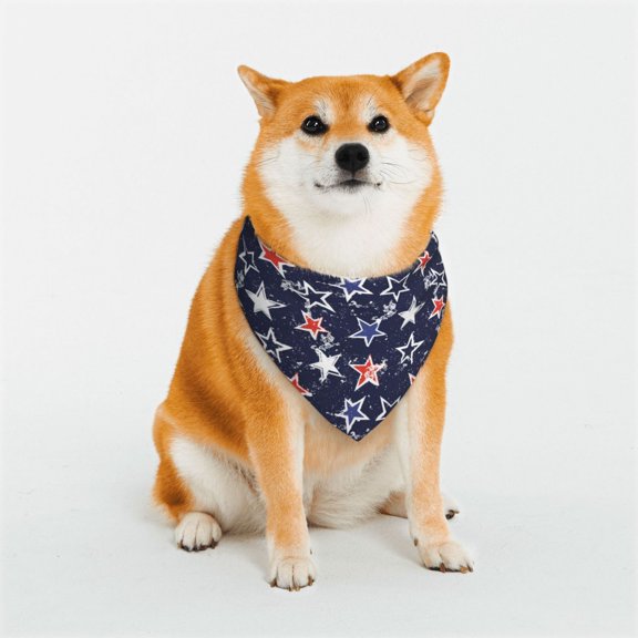 Rateoe USA Stars Print Pet Scarf for Dogs and Cats – Stylish Reflective Design, Breathable & Durable Pet Bandana with Quick-Release Buckle-Small