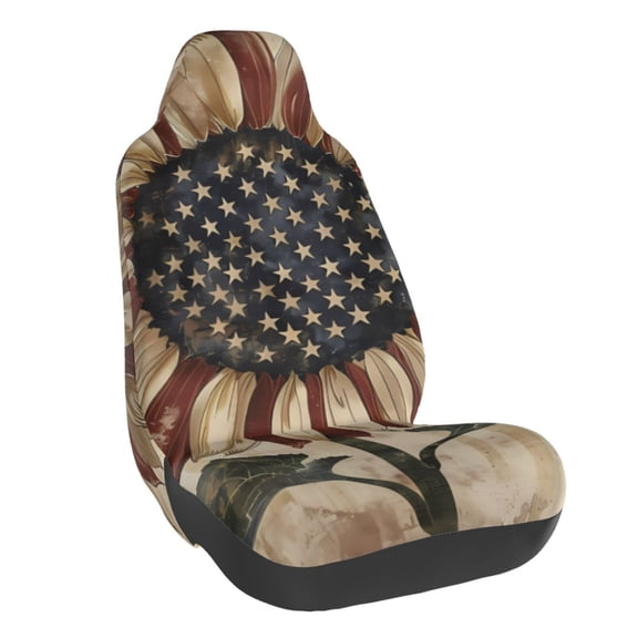 Rateoe USA Sunflower Flag Print Car Seat Cover,Elastic Car Seat Protector,Washable Durable Automotive Seat Cover Car Interior Accessories