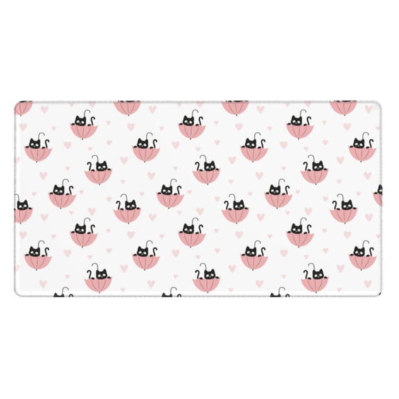 Rateoe Umbrella Cat Print Mouse Pad - Extended Large Gaming Mousepad,Non-Slip Stitched Edge,16x29.5 Inch