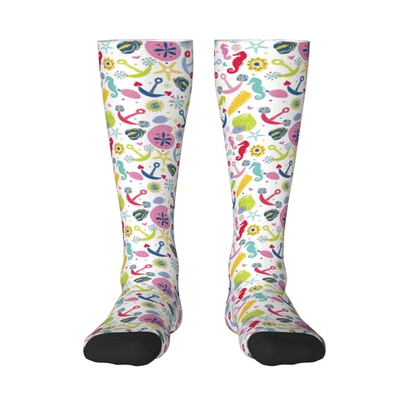 Rateoe Undersea Seahorse Pattern Women’s Knee High Crew Socks,Trouser Socks Comfortable, Breathable, Moisture-Wicking and Soft