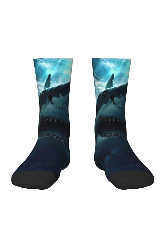 Undersea Shark Pattern Children's Socks, Socks Gifts ,kids Crew Soft Cotton Socks , Moisture-Wicking, Durable, Ideal for Daily Wear & Sports