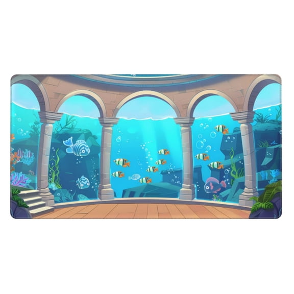 Rateoe Underwater Aquarium Arches Print Mouse Pad - Extended Large Gaming Mousepad,Non-Slip Stitched Edge,16x29.5 Inch