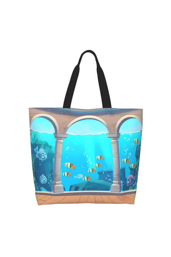 Underwater Aquarium Arches Tote Bag - Waterproof Lightweight Handbags Travel Shoulder Bag for Hiking Yoga Gym Swimming Travel Beach