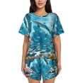thumbnail image 1 of Rateoe Underwater Dolphin Scene Pattern Women's Short-Sleeved Pajama Set - 2 Piece Soft and Lightweight Sleepwear Set-X-Large, 1 of 7