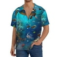 thumbnail image 1 of Rateoe Underwater Fish Turtle Pattern Men's Short Sleeve Classic Shirt, Casual Short-Sleeved Shirt, Lightweight Summer Shirt, Cuban Collar Shirt,Button-Front Shirt-3X-Large, 1 of 5