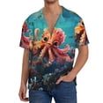 thumbnail image 1 of Rateoe Underwater Plant Octopus Pattern Men's Short Sleeve Classic Shirt, Casual Short-Sleeved Shirt, Lightweight Summer Shirt, Cuban Collar Shirt,Button-Front Shirt-3X-Large, 1 of 5