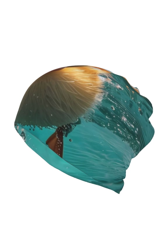 Underwater Swimming Duck Cotton Slouchy Beanie Hat for Men/Women,Lightweight Oversize Large Thin Skull Cap Night Sleeping Cap