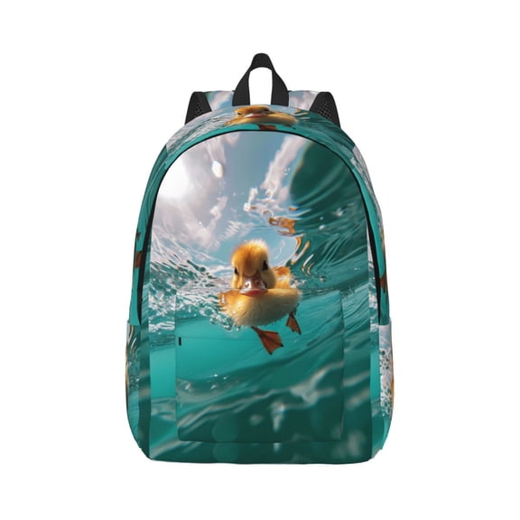 Rateoe Underwater Swimming Duck Pattern Canvas College Laptop Backpack,Travel Daypack,Durable Rucksack Travel Notebook Bag School Backpack Book Bag for Men Women-Small