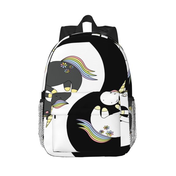 Rateoe Unicorn in Yoga Pattern Student Backpack Water-resistant Backpack 15-inch Laptop Backpack Lightweight Adjustable School Backpack