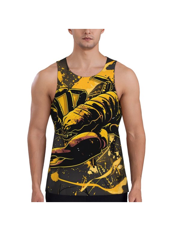 Urban Graffiti Scorpion Illustration Pattern Sleeveless Gym Shirt Muscle Tee Breathable Workout Shirt Slim-Fit Tank Quick Dry Fit Muscle Tank Top Bodybuilding Sleeveless T Shirt-