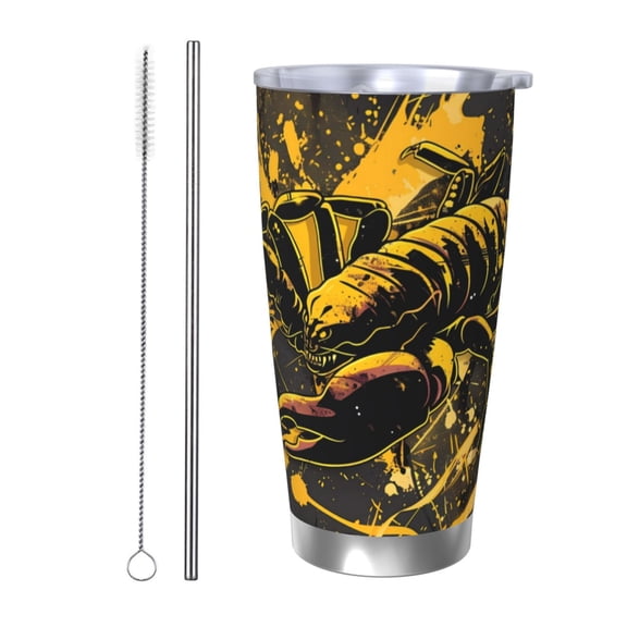 Rateoe Urban Graffiti Scorpion Illustration Printed Car Guy Gifts for Men Women Tumbler - 20oz/590ml Vacuum Insulated Stainless Steel Travel Tumbler Cups with Lid & Straw-Straw Two-piece Set