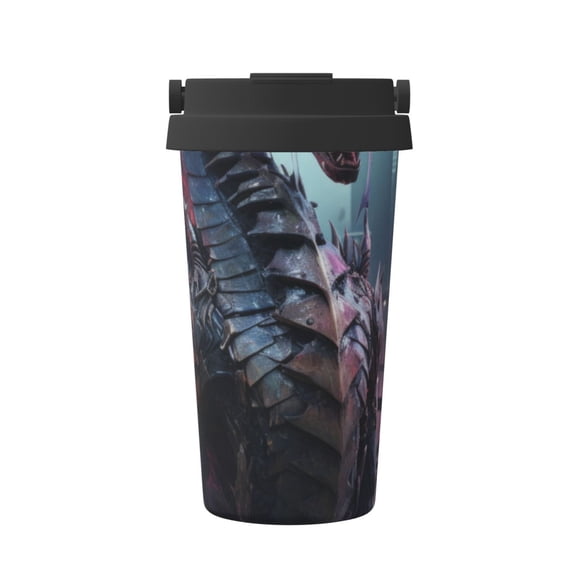 Rateoe Urban Mechanical Dragon Pattern Travel Coffee Mug Tumbler with Flip Lid | Reusable Insulated Stainless Steel Cold Brew Iced Coffee Cup Thermos