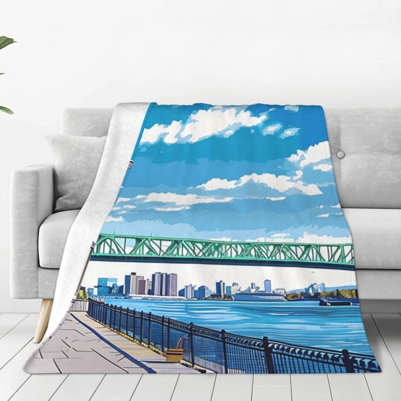 Rateoe Urban Riverside Clock Tower Print Fuzzy Fleece Throw Blanket Extra Large,Super Soft,Fluffy and Warm Blankets for Couch,Bed,All Season Use (40"x30")