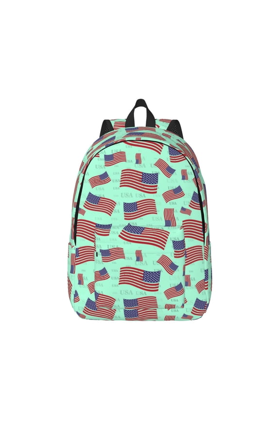 Usa Flag Pattern Canvas College Laptop Backpack,Travel Daypack,Durable Rucksack Travel Notebook Bag School Backpack Book Bag for Men Women-Medium