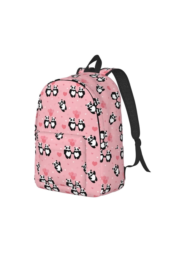 Valentine'S Day Panda Pattern Durable Canvas Backpack for Men & Women – Stylish & Lightweight – Adjustable Straps, Multiple Pockets – Fits 15-17 Inch LaptopsSmall
