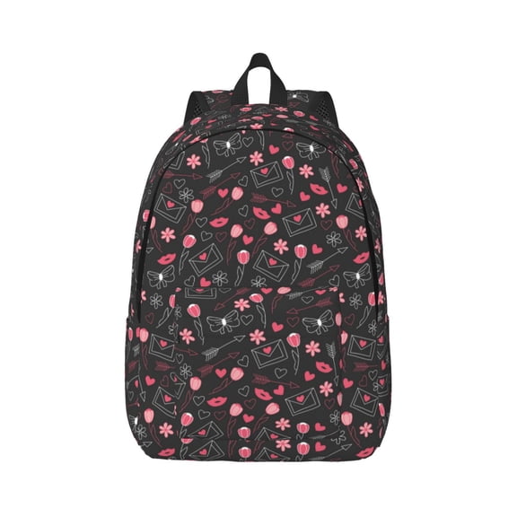 Rateoe Valentine'S Day Pattern Canvas College Laptop Backpack,Travel Daypack,Durable Rucksack Travel Notebook Bag School Backpack Book Bag for Men Women-Medium