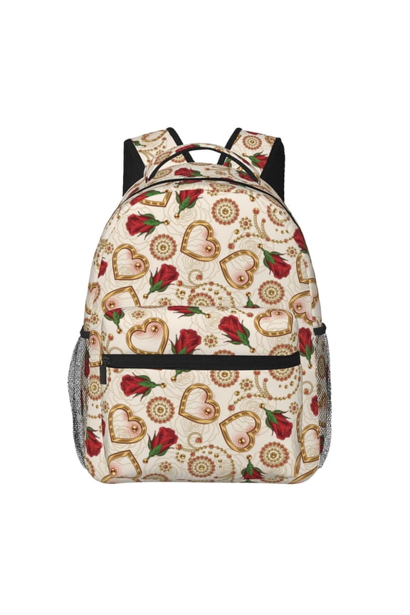 Valentine'S Day Rose Pattern Casual Backpack for School, Work, Travel  Adjustable Straps, Multiple Compartments  Ergonomic Design, Fits Laptops and Tablets