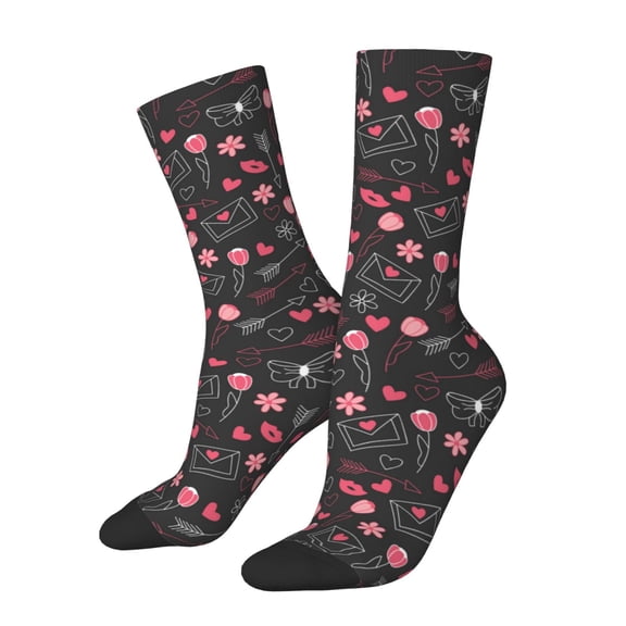 Rateoe Valentine'S Day for Women Casual Calf Socks - Cute Crew Socks - Thin Soft Above Ankle Socks Size 5-11