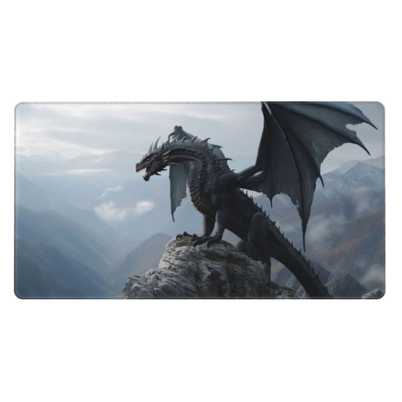 Rateoe Valley Gray Dragon Print Mouse Pad - Extended Large Gaming Mousepad,Non-Slip Stitched Edge,16x29.5 Inch