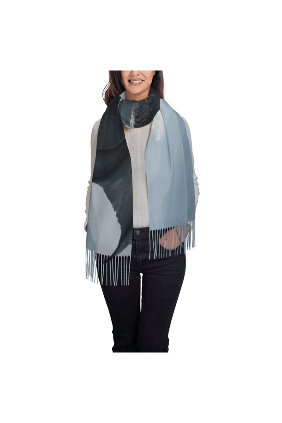 Valley Gray Dragon Women's Traditional Scarf Wrap Tassel Shawl Fringes Neck Head Shawl Retro Scarf