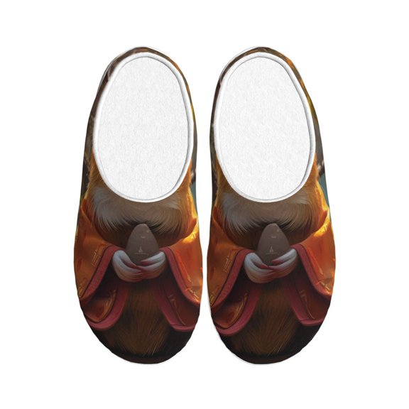 Rateoe Valley Meditating Guinea Pig Print Women's Men's Cotton Knit Slippers Lightweight Memory Foam Indoor House Shoes with Anti-Skid Sole-42/43