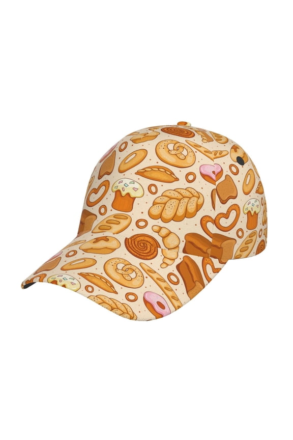Various Bread Pattern Mens Baseball Cap Adjustable Curved Brim Hat, Soft Cotton Sports Cap for Outdoor, Casual, and Everyday Wear, Comfortable & Breathable