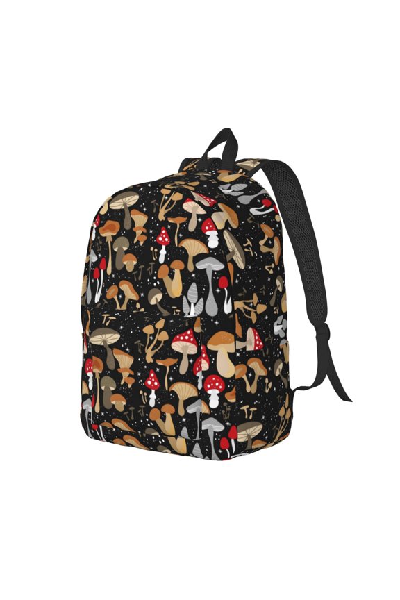 Various Mushrooms Pattern Durable Canvas Backpack for Men & Women – Stylish & Lightweight – Adjustable Straps, Multiple Pockets – Fits 15-17 Inch LaptopsMedium