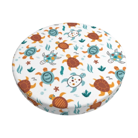 Rateoe Various Turtle Pattern Round Bar Stool Seat Covers,Washable Stool Cushion Slipcover Elastic Bar Chair Covers for 12-14 Inch Chair -12 inch