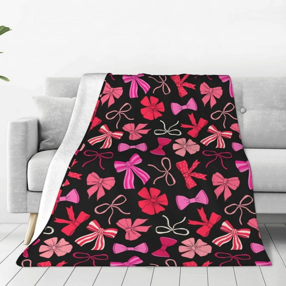 Rateoe Various pink and red Bow knots Print Fuzzy Fleece Throw Blanket Extra Large,Super Soft,Fluffy and Warm Blankets for Couch,Bed,All Season Use-50"x40"