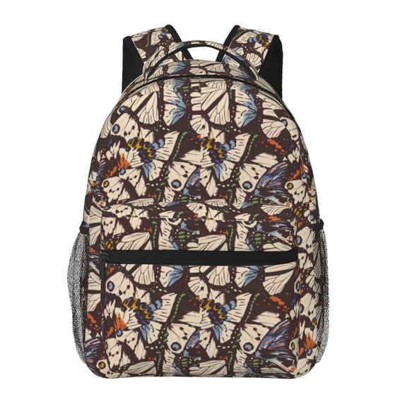 Rateoe Vector Butterflies Pattern Casual Backpack for School, Work, Travel Adjustable Straps, Multiple Compartments Ergonomic Design, Fits Laptops and Tablets
