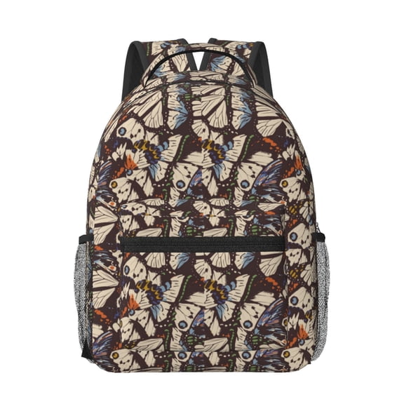 Rateoe Vector Butterflies Pattern Durable Student Backpack Laptop Bag- Ergonomic Design, Waterproof Twill Fabric - Ideal for School, Travel, and Outdoor Activities