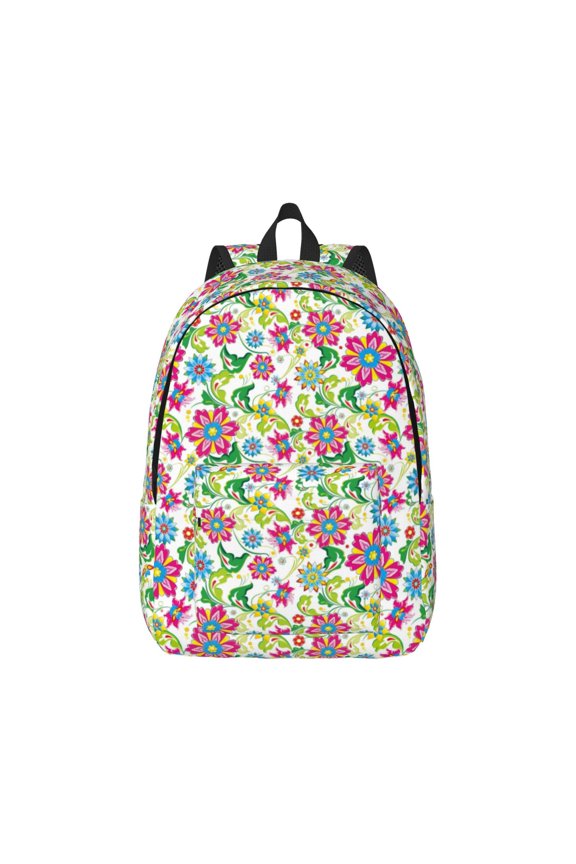 Vector Mexican Otomi Style Bright Pattern Canvas College Laptop Backpack,Travel Daypack,Durable Rucksack Travel Notebook Bag School Backpack Book Bag for Men Women-Medium