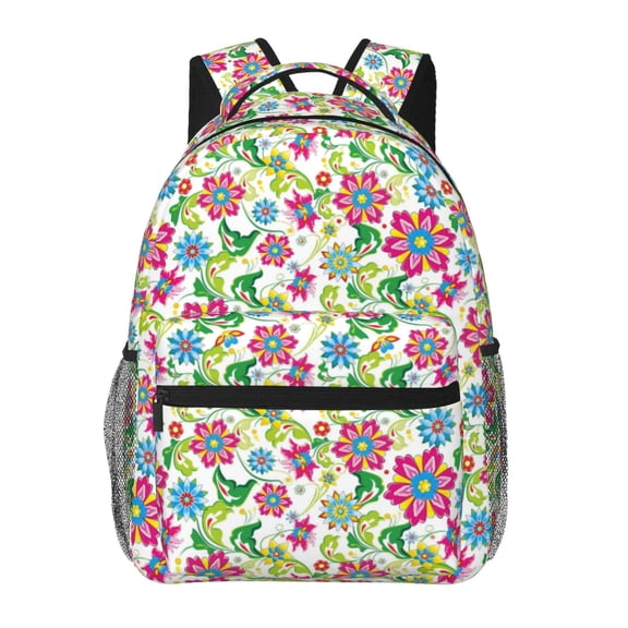 Rateoe Vector Mexican Otomi Style Bright Pattern Casual Backpack for School, Work, Travel Adjustable Straps, Multiple Compartments Ergonomic Design, Fits Laptops and Tablets