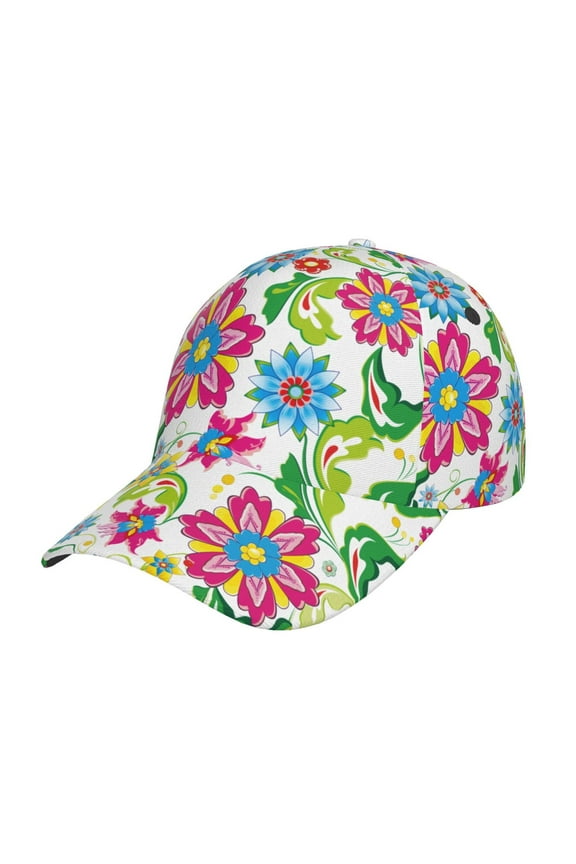 Vector Mexican Otomi Style Bright Pattern Mens Baseball Cap  Adjustable Curved Brim Hat, Soft Cotton Sports Cap for Outdoor, Casual, and Everyday Wear, Comfortable & Breathable