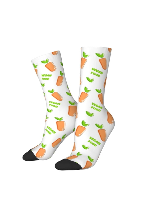 Vegan Fruit Carrot for Women Casual Calf Socks - Cute Crew Socks - Thin Soft Above Ankle Socks Size 5-11