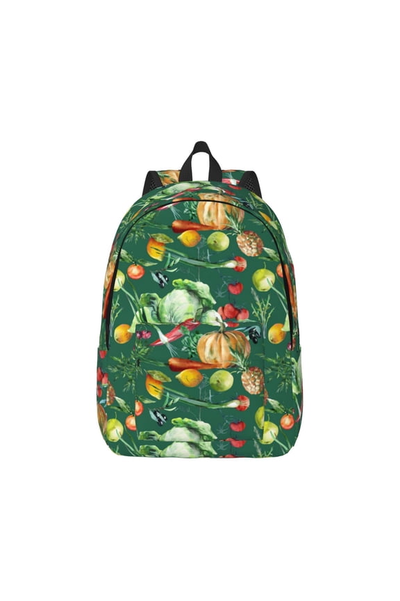 Vegan Pattern Canvas College Laptop Backpack,Travel Daypack,Durable Rucksack Travel Notebook Bag School Backpack Book Bag for Men Women-Medium