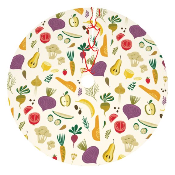 Rateoe Vegetable Print Christmas Tree Skirt 30" for Xmas Holiday New Year Party Circle Tree Mat Ornaments Decoration