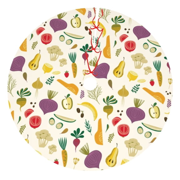 Rateoe Vegetable Print Christmas Tree Skirt 36" for Xmas Holiday New Year Party Circle Tree Mat Ornaments Decoration
