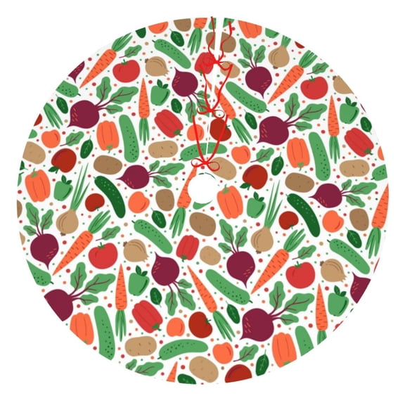 Rateoe Vegetables Print Christmas Tree Skirt 30" for Xmas Holiday New Year Party Circle Tree Mat Ornaments Decoration